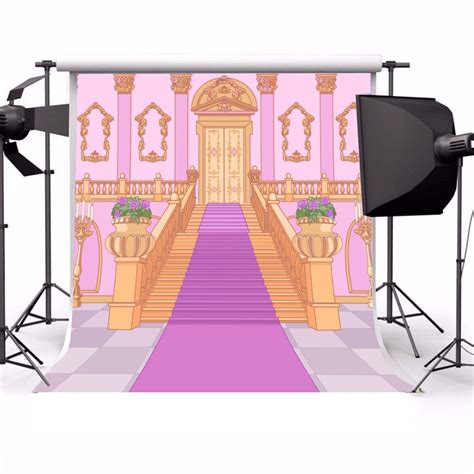 Laeacco 6x6ft Vinyl Backdrop Cartoon Maigc Palace Luxry Staircase ...