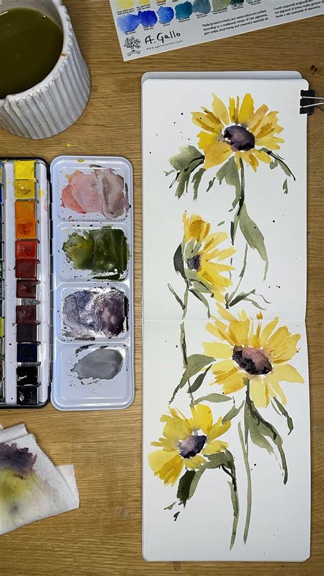 Image result for Watercolour Sunflower Tutorial