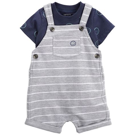Toddler Boy Carter's Smiley Tee & Striped Shortalls Set