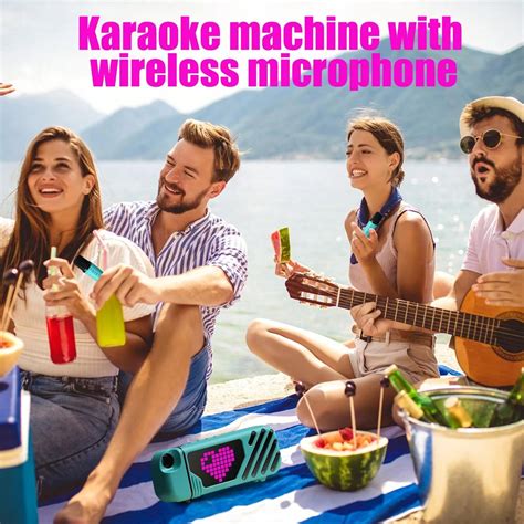 Mini impianto karaoke per bambini con 2 microfoni senza fili e ...