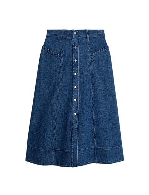 Buy Denim Button Front Midi Circle Skirt at Marks & Spencer