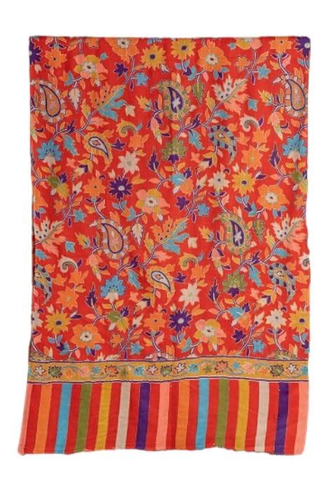 Buy Kashmir Stole For Women Multicolored Kalamkari Hand Embroidery ...