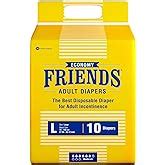 Friends Premium Unisex Adult Diapers Tape Style - 10 Count (Large) With ...