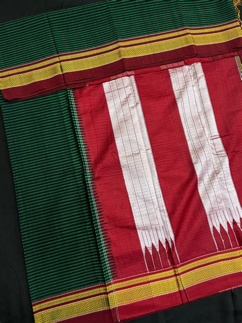 Green Maroon Black Stripes Ilkal Saree – The Loom Store