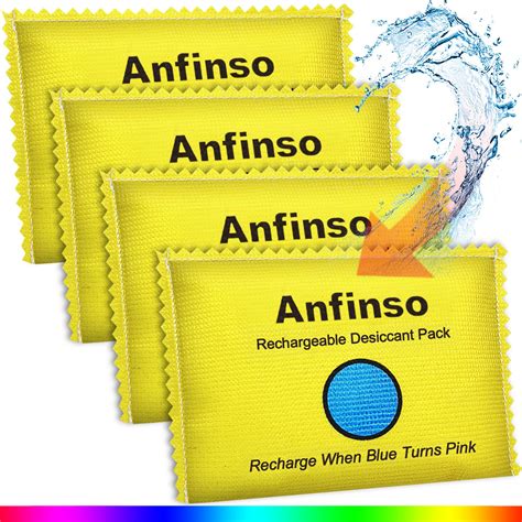 Anfinso 100g Rechargeable Desiccant Pack for 4, Moisture Absorbers for ...