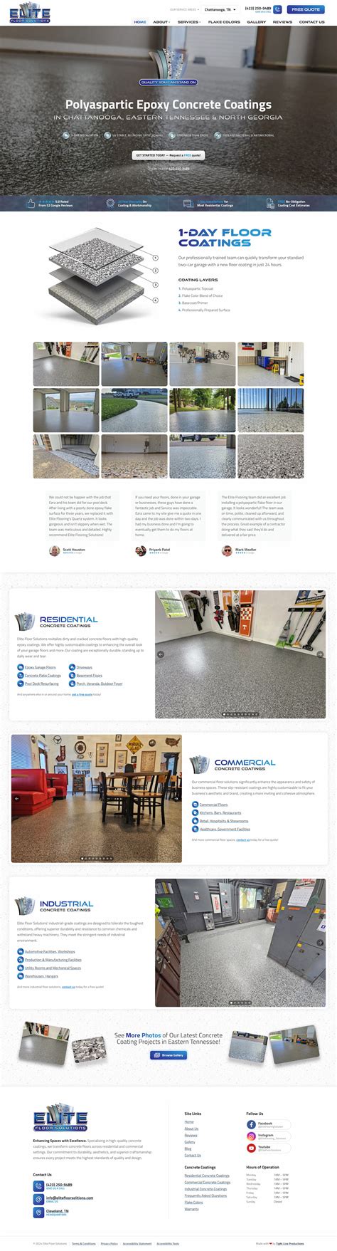Elite Floor Solutions Epoxy Coating Company Website Design | Tight Line ...