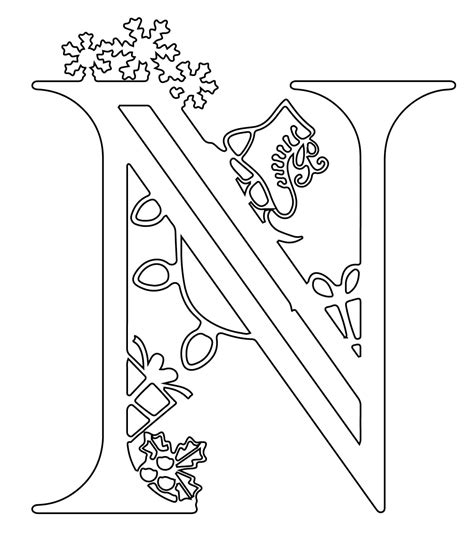 Christmas Holiday Alphabet Letter N coloring page - Download, Print or Color Online for Free