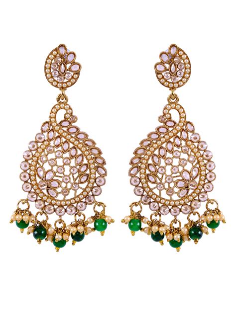 Traditional Kundan Gold-Plated Jhumka Earrings & Maang Tika Set ...
