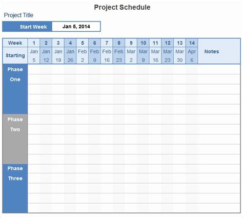 Project Management Schedule Template New Project Schedule Template 14 Free Excel Documents ...