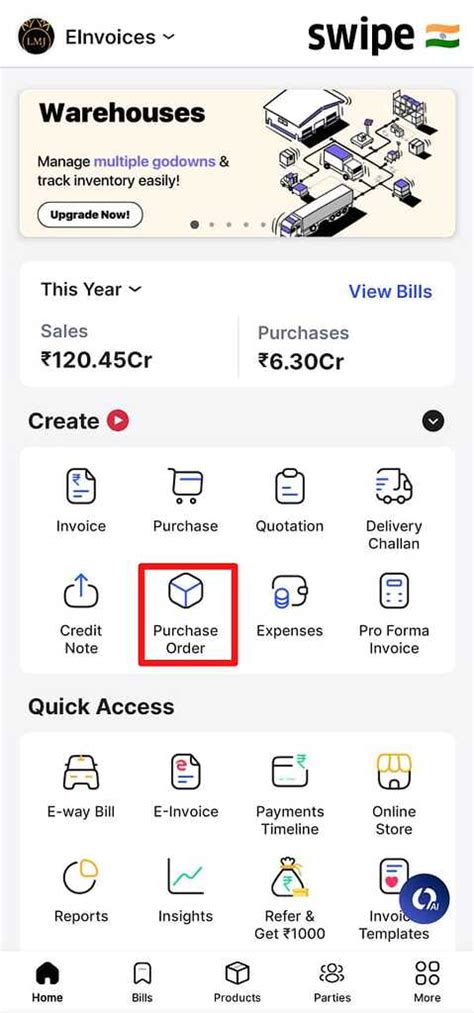 How to create Purchase Order in Android? - Android - Swipe