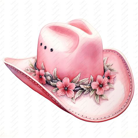 Pink Cowgirl Hat Clipart – Floral Western Graphics (instant Download ...
