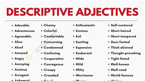 Descriptive Adjectives: The Secret to Stunning English Writing and ...