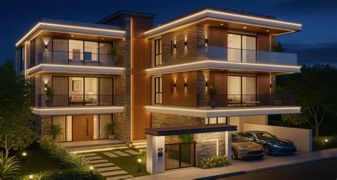 Modern 3Floor House Exterior Design In Bengaluru