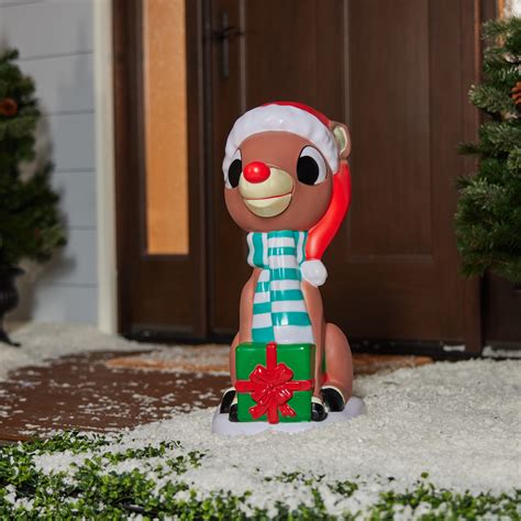 Vintage Christmas Plastic Blow Mold Rudolph Reindeer With Chimney Light ...