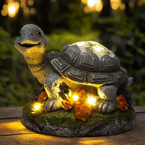 Buy Turtle Solar Garden Outdoor Statues, Resin Turtle Figurine ...