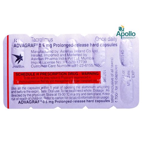 Advagraf 0.5 mg Capsule 10's Price, Uses, Side Effects, Composition ...