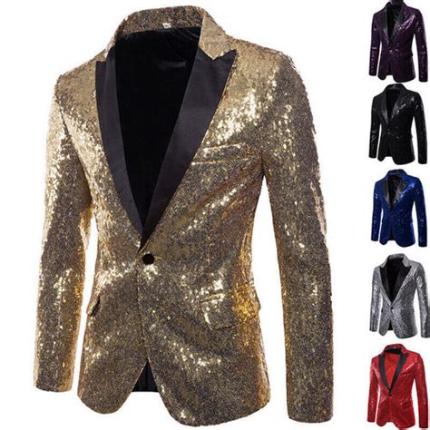 Buy Blazer Suit Jacket Men Sequins | Mens Black Sequin Suit Jacket ...