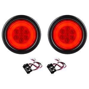 Lumitronics Halo LED 4" Round Stop/Turn/Tail Lights - Red Lens Pair Set ...