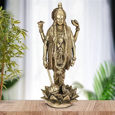 Kartique Brass Idol of Lord Bhagwan Vishnu Narayan for Home Decor in ...