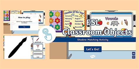 ESL Classroom Objects Interactive Shadow Matching Game [Kids, A1-A2]