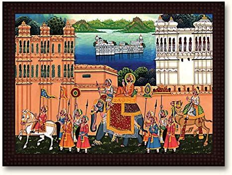 Tamatina Traditional Rajasthani Wooden Texture Framed Canvas Painting ...