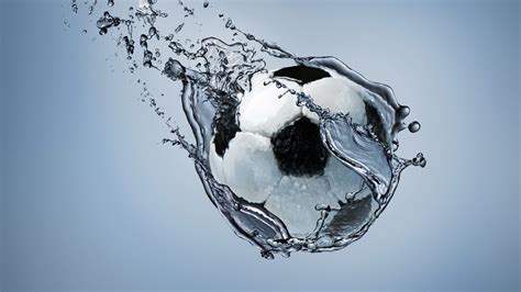 Download wallpaper 2560x1440 football, ball, exercise, water ...