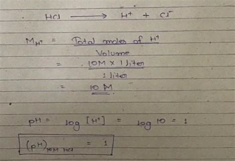 the pH value of a 10 M solution of HCl is - Brainly.in