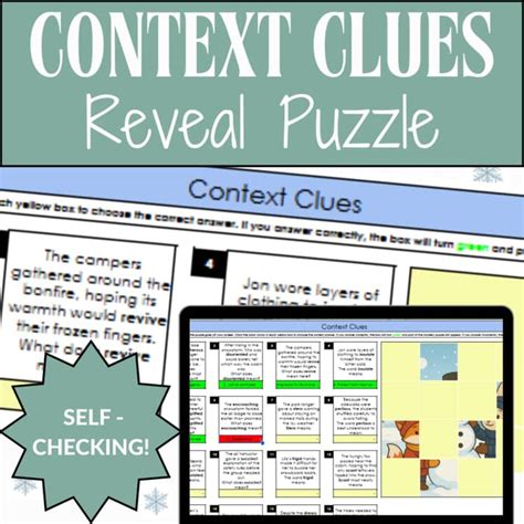 Winter Themed Context Clues Digital Reveal Puzzle Grades 6th - 8th ...