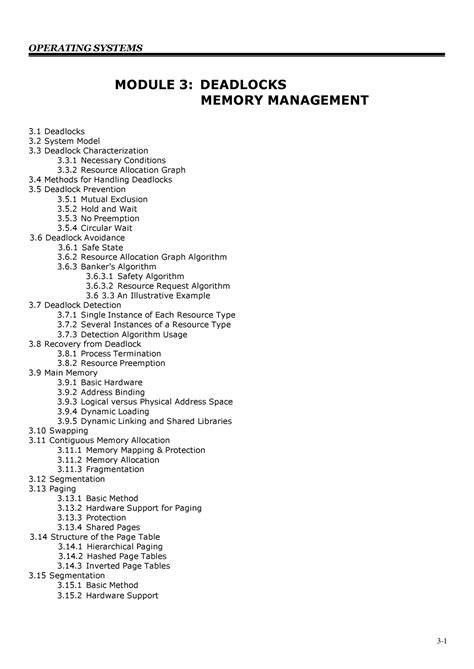 OS Module 3 - 3- MODULE 3: DEADLOCKS MEMORY MANAGEMENT 3 Deadlocks 3 ...