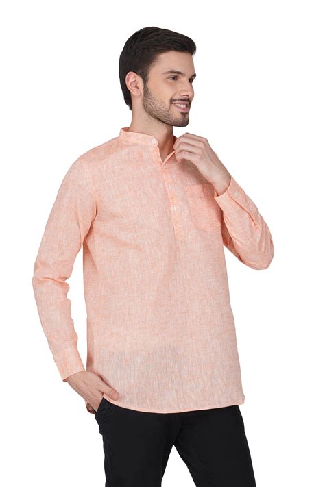 Vastraa Fusion Khadi Short Kurta For Men Casual Solid Pattern Short Ku ...
