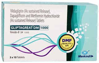 Gliptagreat Dm 1000 Mg Tablet 10 - Uses, Side Effects, Dosage, Price ...
