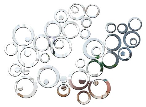 Buy Wall1ders Acrylic 40 Rings Mirror Wall Stickers (Silver) Mirror ...