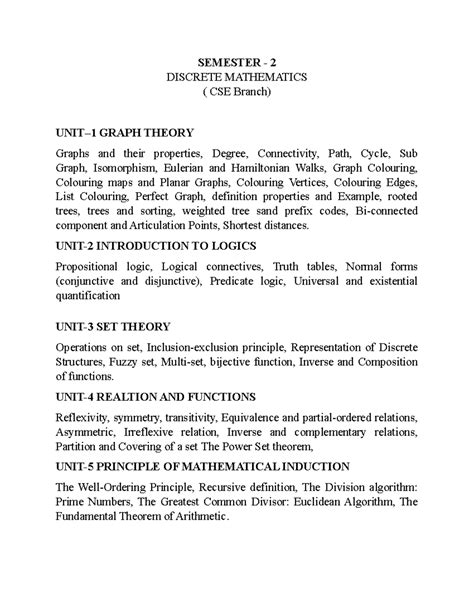 Criculum 2 Discrete - Mathematics - SEMESTER - 2 DISCRETE MATHEMATICS ...