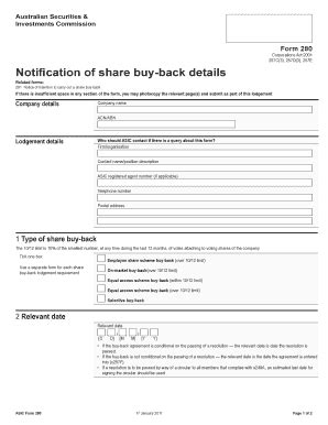 Asic Form 280 - Fill Online, Printable, Fillable, Blank | pdfFiller