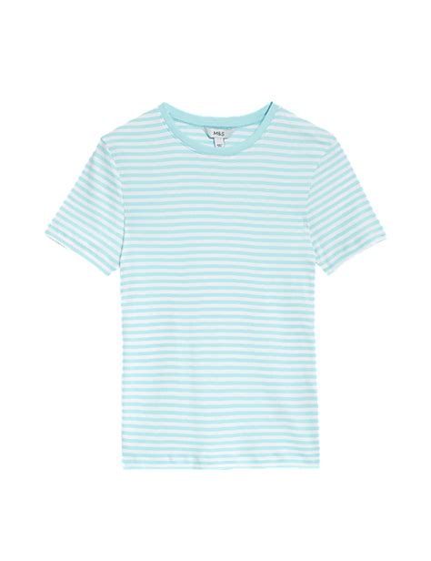 Buy Pure Cotton Striped Slim Fit T-Shirt at Marks & Spencer