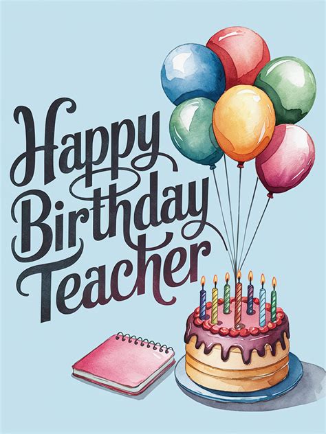 Free Download Watercolor Illustration of a Birthday Cake for Teachers
