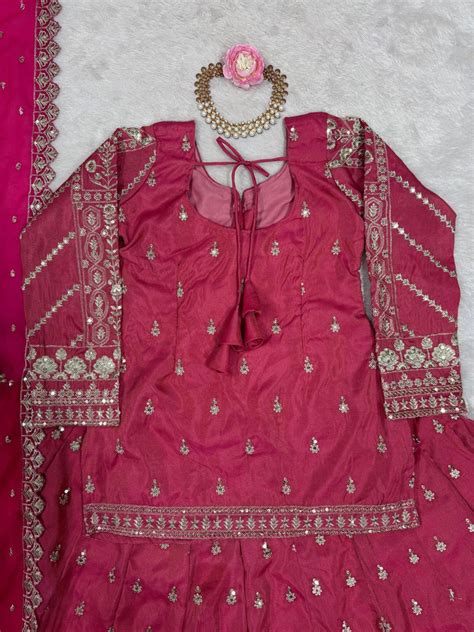 Pink Elegant Simmer Silk Lehenga Set with Dupatta
