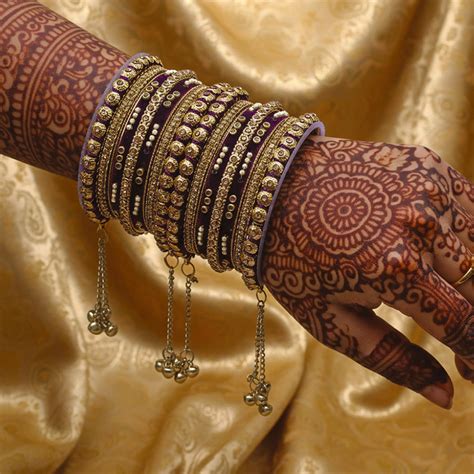 Etnico Gold Plated Traditional Velvet Embellished Work & Ghungroo ...