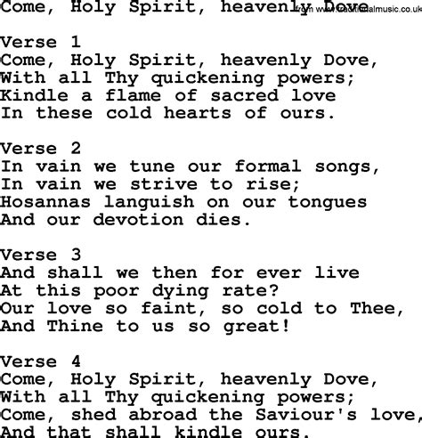 Come, Holy Spirit, Heavenly Dove - Apostolic and Pentecostal Hymns and ...