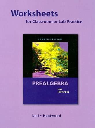 Buy Worksheets for Classroom or Lab Practice for Prealgebra Book Online ...