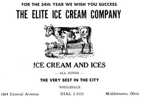1943 MHS yearbook (Elites Ice Cream ad), Middletown Ohio. | Middletown ...