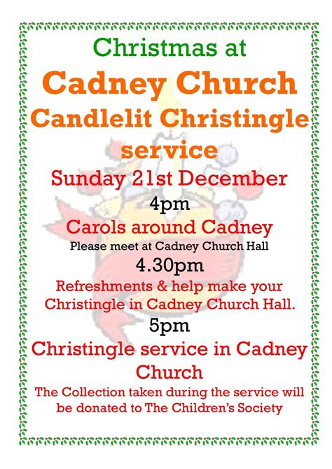 Cadney Candlelight Christingle with carols, Vicarage Lane, Cadney ...