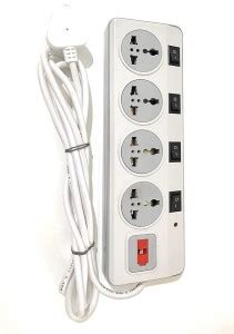 Fuzion Plus 6 Amp Extension Board 4 Socket Powe Strip with 4 Switches 2 ...