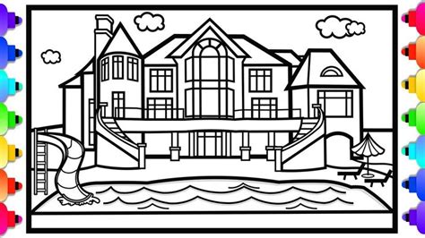 modern mansion coloring pages