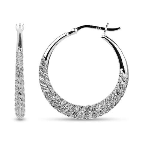 LeCalla - Buy 925 Sterling Silver Classic Diamond-Cut Hoop Earrings for ...