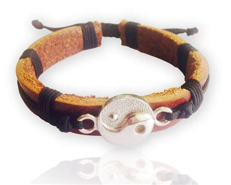 Shop Yin yang Tan Leather Bracelet for Men – Jewelslane