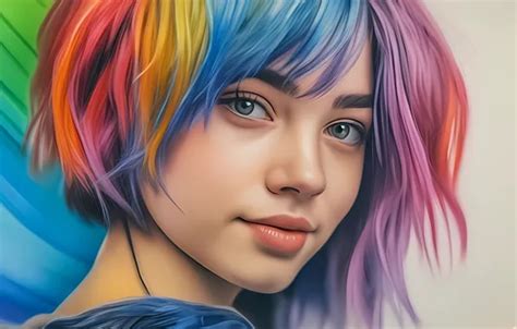 Download wallpaper girl, figure, pencils, generated, colored hair ...