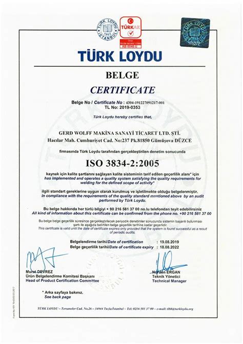 EN ISO 3834-2 – 5 – Yakıt tankları | Proses tankları | Botank