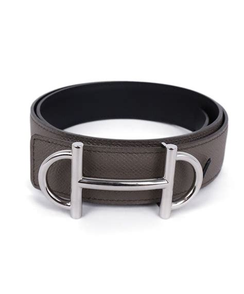 Hermes Grey Leather Silver Buckle Belt | Leather silver, Grey leather ...
