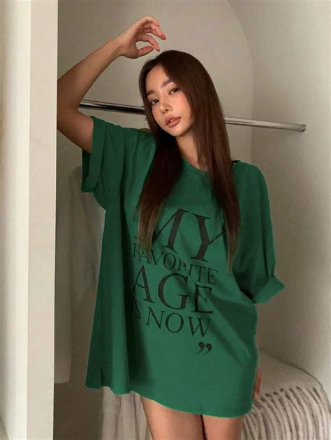 DAZY Slogan Graphic Drop Shoulder Oversized Tee | SHEIN USA